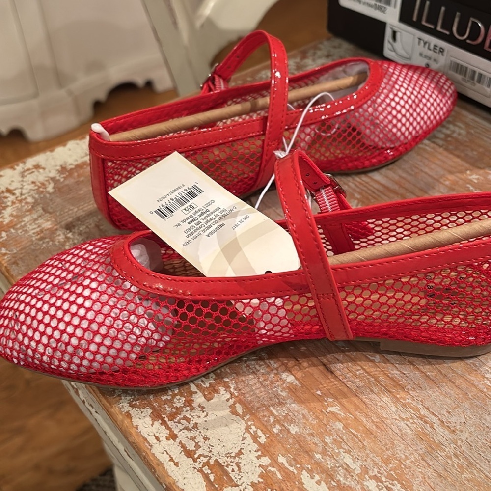 a new day Red Mesh Mary Jane Flats - Picture 3 of 6